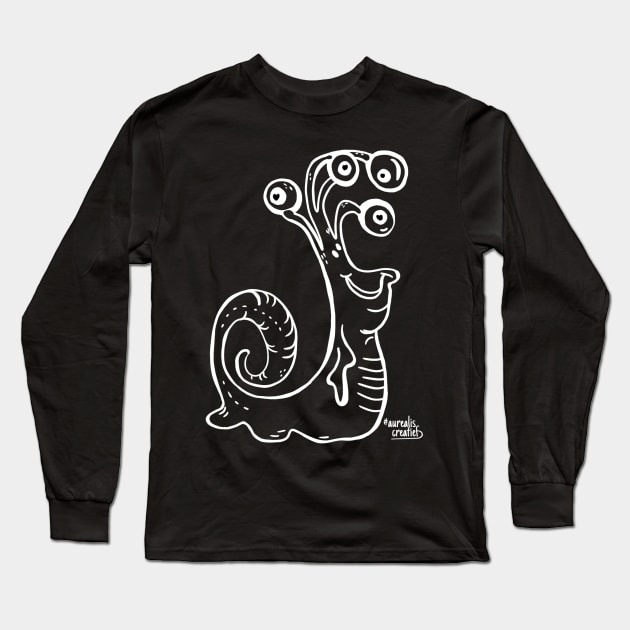 slimy snail with 4 eyes Long Sleeve T-Shirt by Aurealis